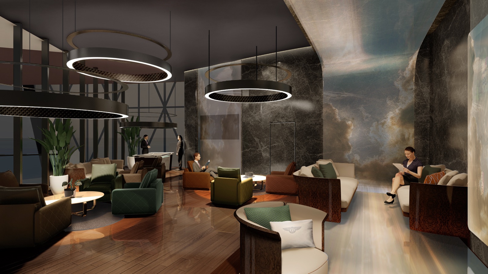 Bentley Residences Miami — Cigar Lounge with pool table and large-screen TV.